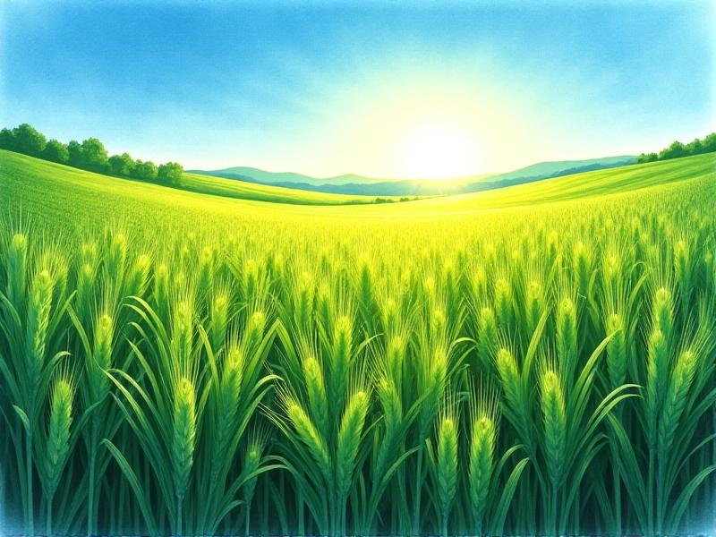A lush field of crops grown from primed seeds, showcasing vibrant green plants under a bright blue sky. The image emphasizes the success and vitality of the plants, highlighting the tangible benefits of seed priming in agriculture.